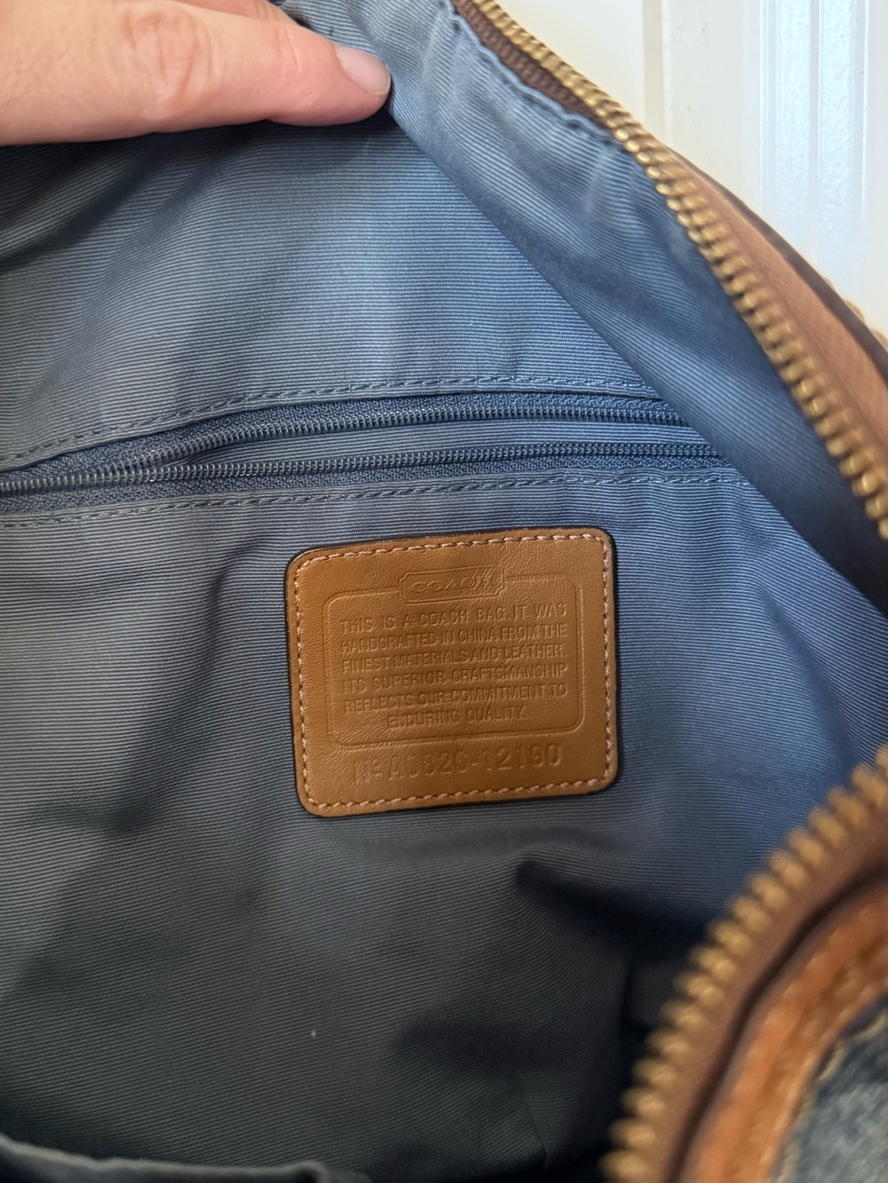 Coach Denim Signature Canvas Shoulder Bag with Brown Leather Trim - Picture 13 of 15